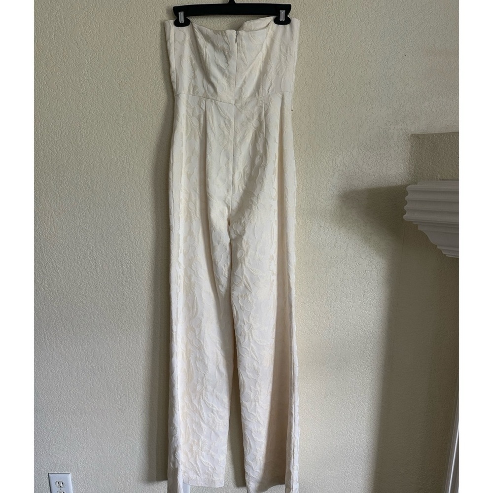 Alexis Sz XS Venetia Strapless Wide Leg Jumpsuit Floral Jacquard *NO BELT NWT - Picture 3 of 11
